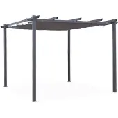 Sweeek Pergola, aluminium, 3x3m, met uitschuifbaar zonnescherm Grijs
