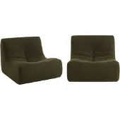 Sweeek Fauteuils boucléstof Sokol 1 zitplaats (set van 2) Donker kaki
