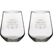 Pasabahce Gegraveerde set drinkglazen 42,5cl Just Married 10 years ago