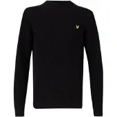 Lyle & Scott effen geribbelde gitzwarte trui met opstaande hals