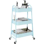 vidaXL Opbergtrolley 3-laags 42x41,5x77 cm staal blauw
