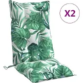 vidaXL Stoelkussens 2 st hoge rug bladpatroon oxford stof