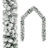 vidaXL Kerstslinger met sneeuw 20 m PVC groen