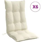 vidaXL Stoelkussens 6 st hoge rug oxford stof crèmekleurig