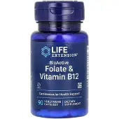 Life Extension - Bioactief Foliumzuur en Vitamine B12 - 90 Vegetarische Capsules