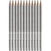 Faber-Castell potlood, Grip 2001, HB, 12 stuks, zilver