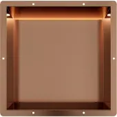 Guido Gusto Copper RVS Inbouwnis 30x30x10cm met tegelflens en RGB verlichting