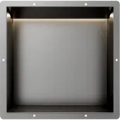 Guido Gusto Gun Metal RVS Inbouwnis 30x30x10cm met tegelflens en RGB verlichting