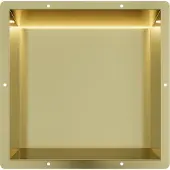 Guido Gusto Mat goud RVS Inbouwnis 30x30x10cm met tegelflens en LED verlichting