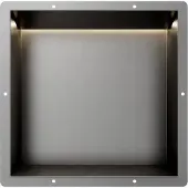 Guido Gusto Gun Metal RVS Inbouwnis 30x30x10cm met tegelflens LED verlichting