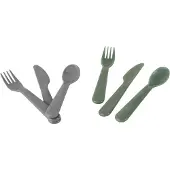 Dantoy bestekset BIOplastic baby tafelgerei mokka olijfgroen 6-delig.