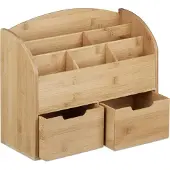 Relaxdays Bureau-organizer bamboe met 2 lades als pennenhouder organizer