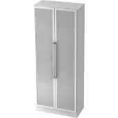 Hjh OFFICE PRO SIGNA G 7100G CE - Hoogte van de map | 5 OH Kast met matglazen deuren Chrome metaal handgreep Wit/Zilver