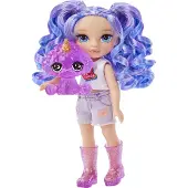 Rainbow High Littles - Amethyst Willow, Paarse 5.5" Beweegbare Kleine Pop met Handtas, Magische Hond, Meisjes Speelgoed