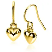 Zinzi 23mm gold plated zilveren oorhangers met bol hart ZIO2661