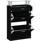 vidaXL Schoenenkast 63x24x104 cm bewerkt hout zwart