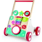 Hape Muzikale Loopwagen - Loophulp met Trommel, Xylofoon en Verstelbare Weerstand - Vanaf 10 Maanden