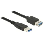 DeLOCK USB naar USB verlengkabel - USB3.0 - tot 2A / zwart - 0,50 meter