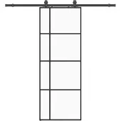 vidaXL Schuifdeur met beslagset 76x205 cm ESG glas zwart
