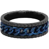 EtNox Ring - Chain - voor Mannen - zwart-blauw | Maat S