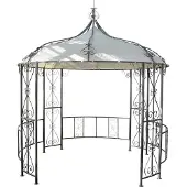 Mendler Pergola Almeria, rond tuinpaviljoen, stevig stalen frame Ø 3m ~ crème