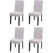 MCW Set van 4 eetkamerstoelen Keukenstoel Littau ~ textiel, crème-beige, donkere poten