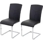 MCW Set van 2 eetkamerstoelen -F36, vrijdragende keukenstoel vergaderstoel ~ kunstleer, zwart