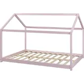 En.casa Kinderbed Cerro huisbed met bedbodem 120x200 cm roze