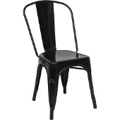 MCW Stoel -A73, bistrostoel stapelbare stoel, metalen industrieel ontwerp stapelbaar ~ zwart