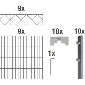 Alberts Dubbelstaafmat hekwerk Bergen antraciet, hoogte: 100-160cm, totale lengte: 10-20m, voor plaatsing in beton (set)