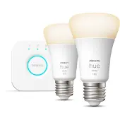 Philips Witte Starterset E27 (twee lampen, één Hue Bridge, vervangt 75 Watt)