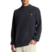 Lyle & Scott effen marineblauwe nachttrui met geribbelde halslijn