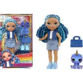 Mga Rainbow High Littles - Sapphire Bradshaw, 5.5" Posable Blue Doll with Purse, Magical Yeti Pet, Gift for Girls 4-12