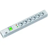Bachmann 333005 19 inch Stekkerdoos voor patchkast 1.5 HE Geaarde contactdoos Met schakelaar Wit