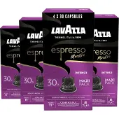Lavazza Espresso Intenso Koffiecups - 120 Nespresso Cups - Koffie Blend van Arabica & Robusta - Intensiteit: 11/13 - 4 x 30 Aluminium Capsules