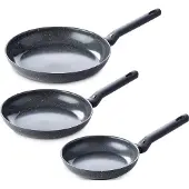 BK Universe Koekenpannenset 3-delig - 20/24/28cm - PFAS-vrije antikleeflaag - Pannenset inductie - Keramische pan - Ovenbestendig tot 160°C - Koudgreep - Zwart/graniet
