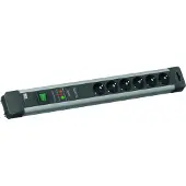 Bachmann CONNECTUS stekkerdoos, 6 stopcontacten met aardingscontact, apparaatbescherming, schakelaar, 2 meter