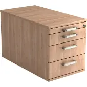 Hjh OFFICE PRO SIGNA TC30 CE - Rolcontainer Hout Walnoot met 3 lades Chrome metaal handgreep