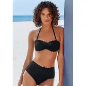 LASCANA Bikinitop 'Scallop' zwart