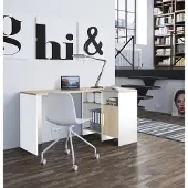 Gautier - Diagone Hoekbureau Magenta - wit/eik decor