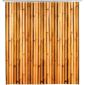 Wenko Douchegordijn Bamboesa, gordijn van milieuvriendelijke, recyclebare kunststoffolie (PEVA), voor douche en badkuip, waterdicht, 180 x 200 cm, incl. 12 witte douchegordijnringen, bruin