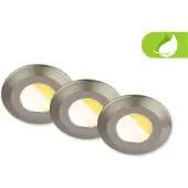 Briloner Klira inbouwlamp, mat nikkel, Ø 9 cm, IP44, 3 stuks, alu / grijs / zink, Badkamer, Kunststof, Modern