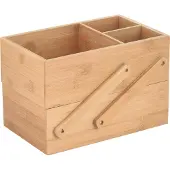 Spirella MSV Make-up badkamer sorteer organizer - 2 laags bakje - 25 x 16 cm - bamboe - Make-up dozen