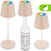 Briloner 3-in-1 RGBW LED-tafellamp, draadloos, IP44, dimbaar, met touchbediening, in hoogte verstelbaar, spatwaterdicht, beige, 36 x Ø10,5 cm