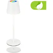 Briloner Cilano - Oplaadbare RGBW Tafellamp - snoerloze lamp - dimbaar - voor buiten en binnen - met oplaadstation - 36 x Ø10.5 cm - wit