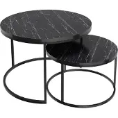 En.casa Salontafel Skagen set van 2 rond marmer zwart en zwart