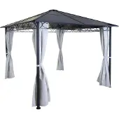 Markenlos Hardtop pergola MCW-C77, tuinpaviljoen, kunststof dak, aluminium zijwand, lichtgrijs, 3x3 meter