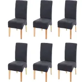 Mendler Set van 6 eetkamerstoelen Latina, keukenstoelen, stof/textiel, MVG-gecertificeerd ~ donkergrijs, lichte poten
