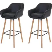 Mendler Set van 2 barkrukken Malmö T381, barkruk counterkruk ~ kunstleer, zwart