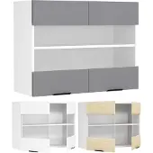 Hioshop Fasola keuken bovenkastje 80 cm 2 glazen deuren wit.
